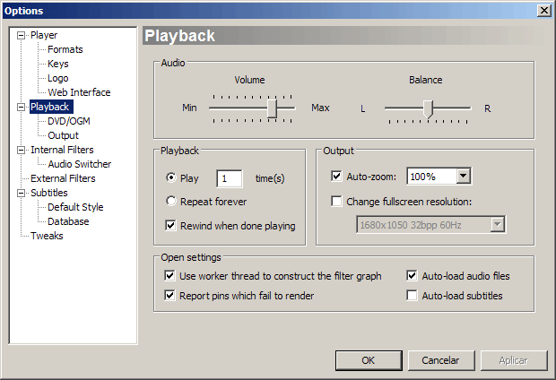 Configurando o Media Player Classic passo2 Configurando o Media Player Classic