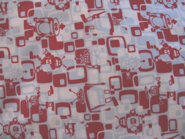 2.4yd x 53" Red Robots - PUL fabric