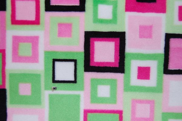 60x60" Pink & Lime Block Party - MINKY fabric