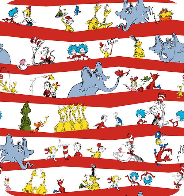 18x18" Seuss Party Stripe - MINKY fabric
