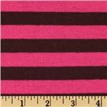 2.4yd x 60" Michael Miller Pink & Chocolate Stripe - KNIT fabric