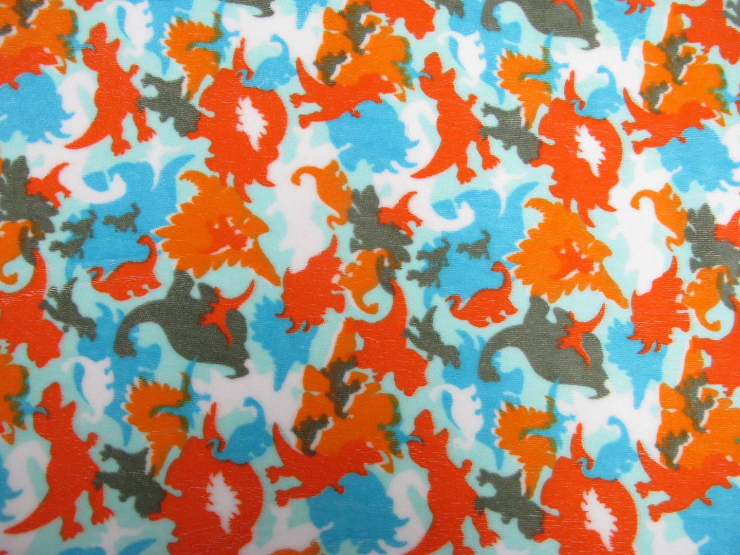 24" x 60" Orange Dino Camo - Cotton VELOUR fabric