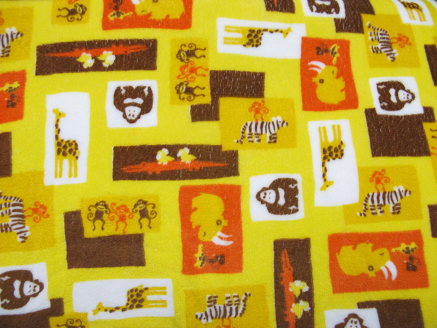 1yd x 60" Yellow Zoo - Cotton VELOUR fabric