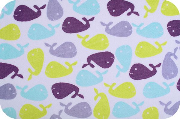28" x 60" Lilac Whales - MINKY fabric