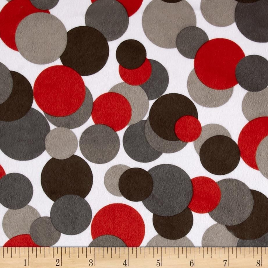 1.6yd x 60" Black/Red Dot - MINKY fabric