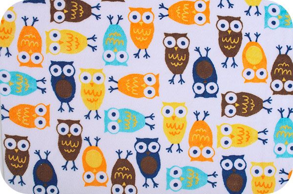 31" x 60" Orange Owls - MINKY fabric