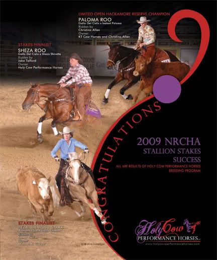 2009 NRCHA Stallion Stakes Congratulations Ad from Holy Cow Performance Horses