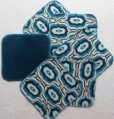 Totally Teal Knit/Cotton Velour Cloth Wipes - Set of Six