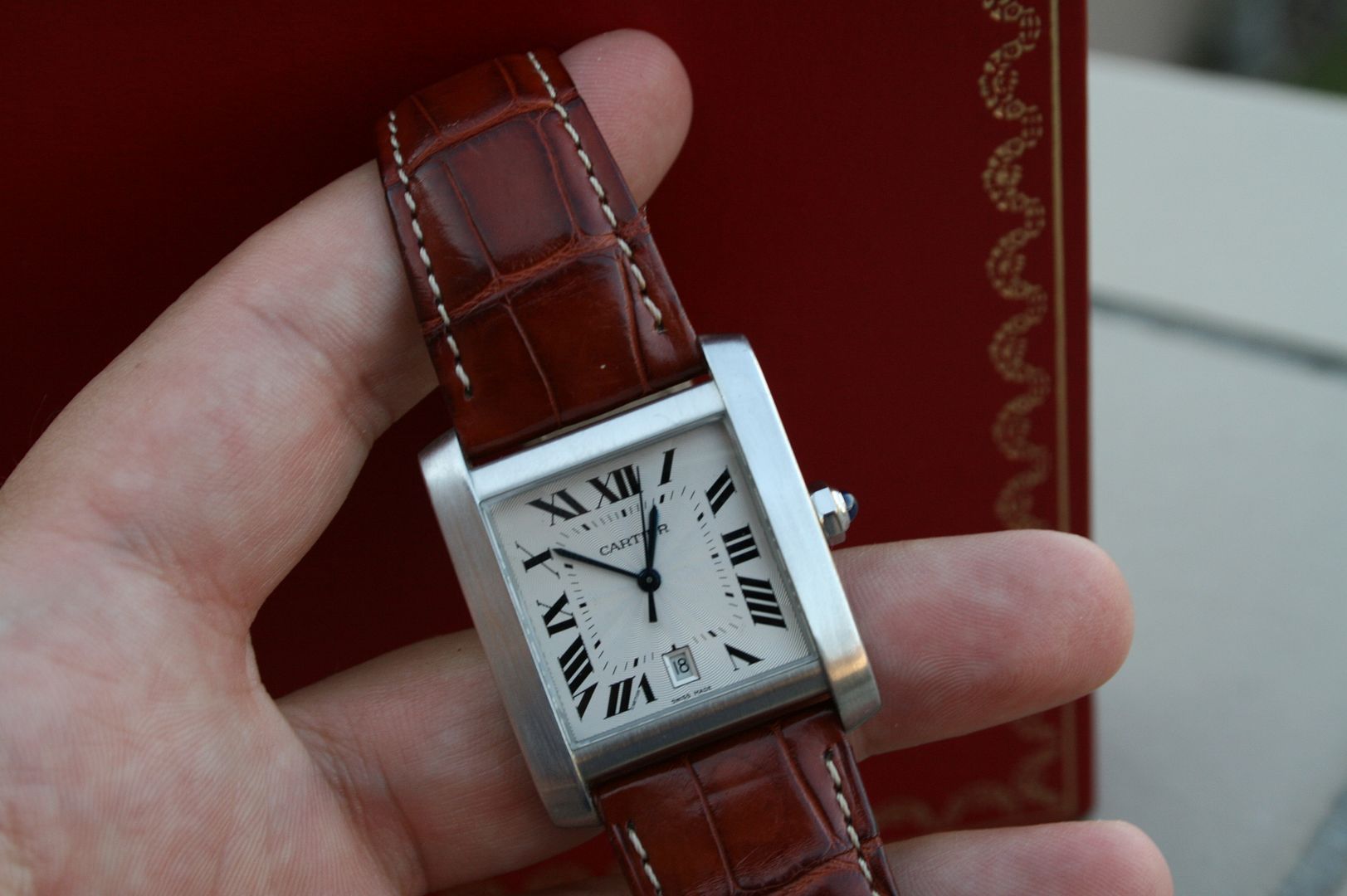 cartier tank francaise large leather strap