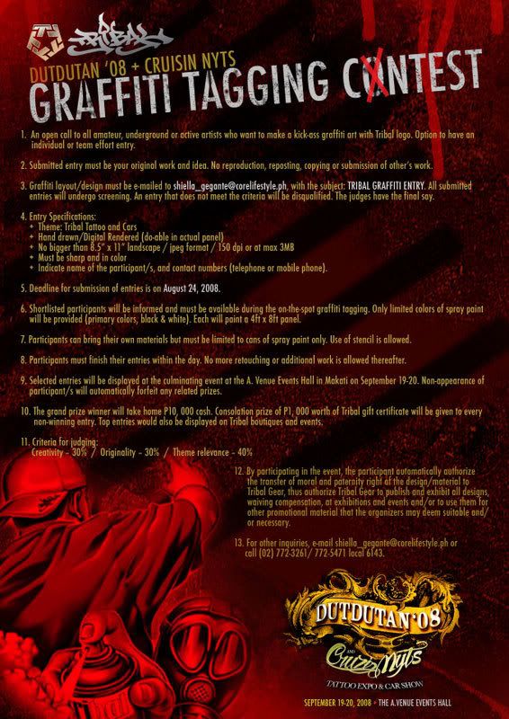 Tribal Gear is hosting a Graffiti Tagging Contest during the Dutdutan '08 + 