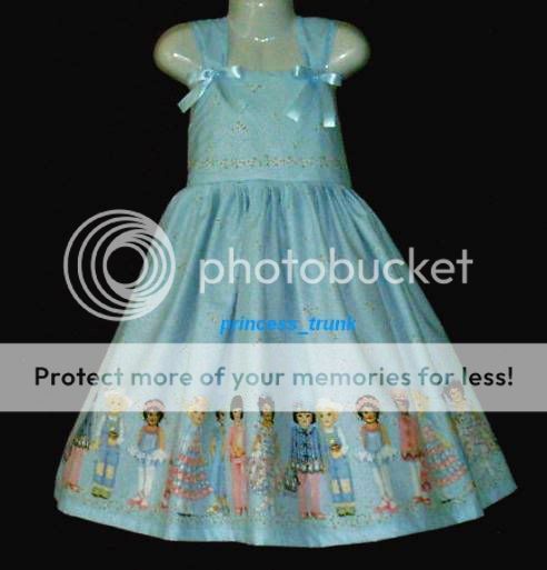 princess_trunk Paper Doll w/Daisy Blue Sun Border Dress Custom Sz 12M 