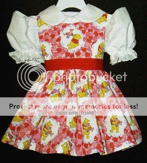 VHTF Disney Winnie the Pooh(Valentines) Dress Custom Sz 12M 10Yrs 