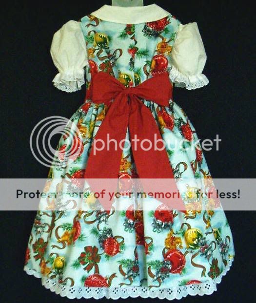   Kingdom Kittens w/Ornaments Christmas Dress Set Custom Sz 12M 10Yrs