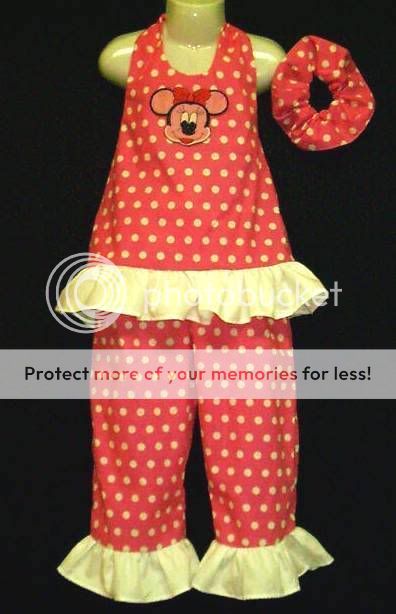 Disney Embroidered Minnie Dots Outfits Set Sz 12M 10yrs  