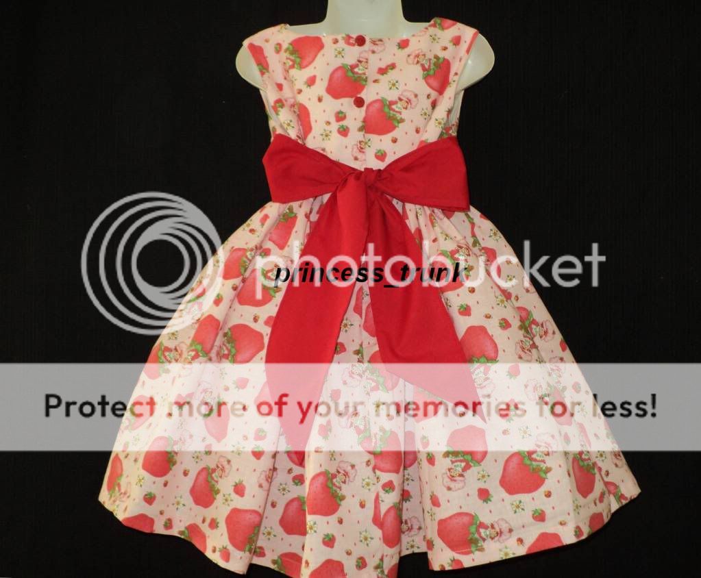 Strawberry Shortcake on pink dress