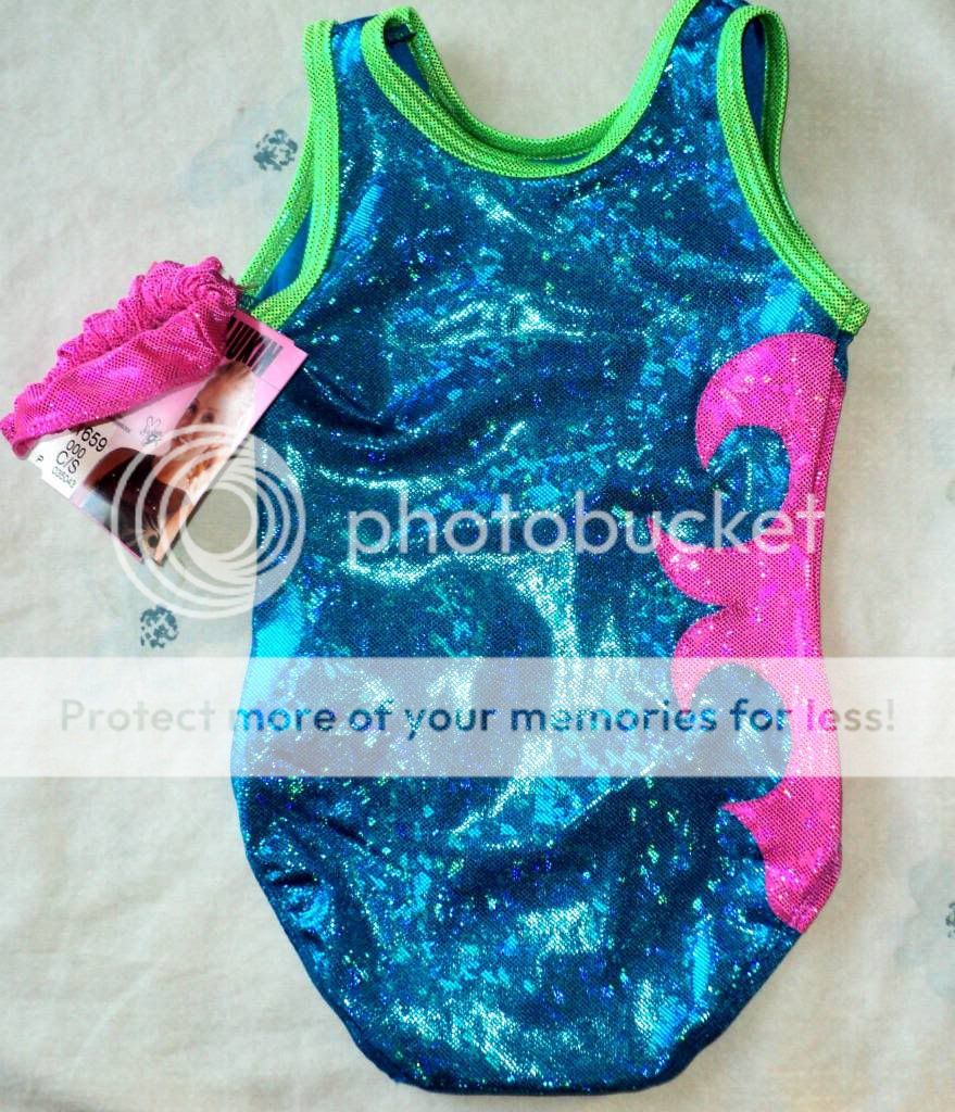 GK Elite Nastia Teal Pink Shatterglass Leo Adult L Al Free Scrunchie