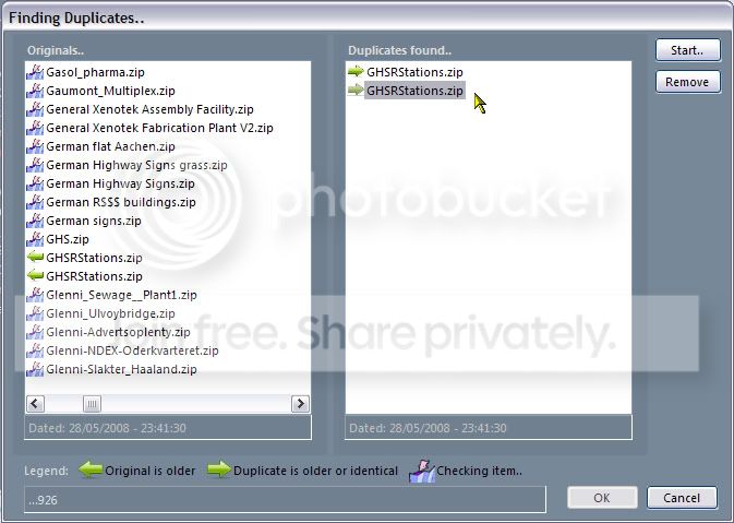 Finding duplicates in the database..