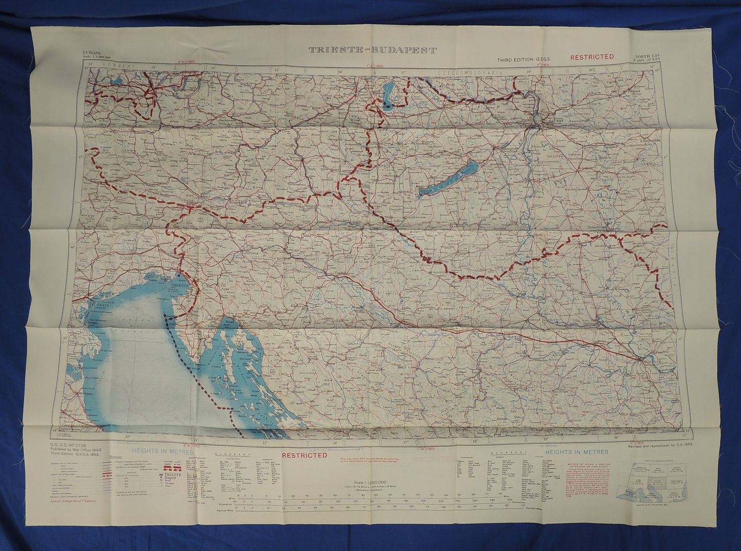 RAF Vintage SilkEscape Map of Krakow Budapest Trieste