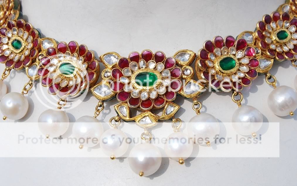 Most Extravagant 22kt solid gold Emerald Ruby Diamond Moghul Necklace 