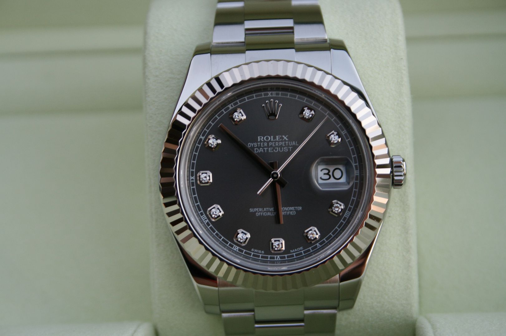 FS: Rolex Datejust II 41mm Factory Rhodium Diamond Dial Random Serial ...