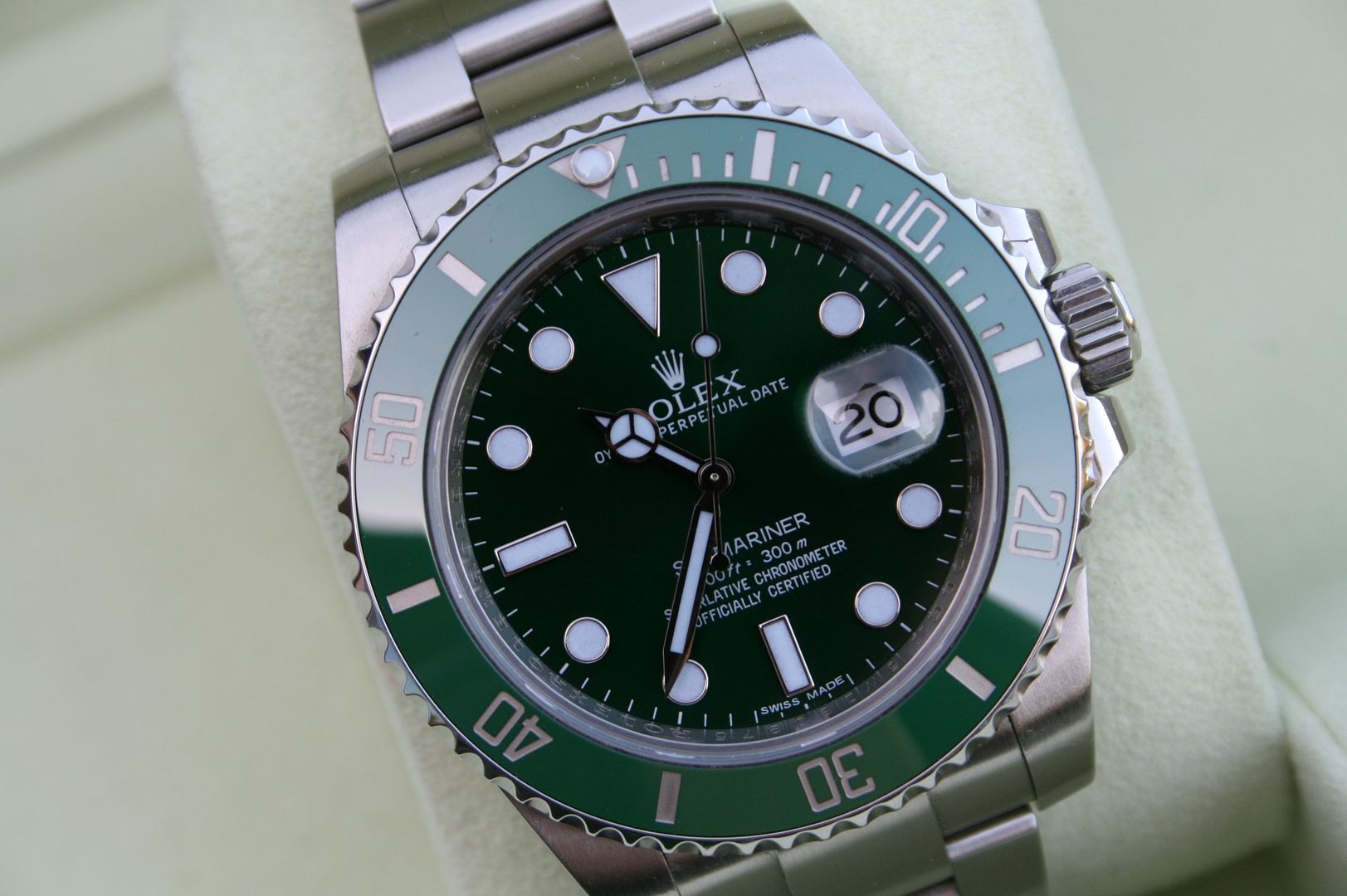 WatchNet: Luxury Time: FS: Rolex Ceramic Submariner Green Bezel Green ...